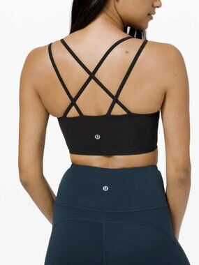 Lululemon Like a Cloud Bra Long Line *Light Support, B/C Cup Black Strappy Sz 14